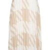 Styleboom Fashion Damen Longform Rock Hahnentritt Muster 2-lagig Weiss Beige -Luftig Und Leicht 21046602