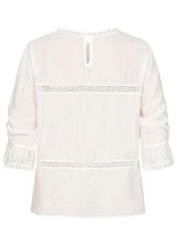 ONLY Damen NOOS 3/4-Arm Blusen Shirt Spitzendetails Cloud Dancer Weiss -Luftig Und Leicht 21052048 3