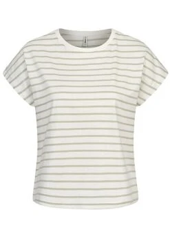 ONLY Damen Oversized T-Shirt Streifen Muster Surf Spray Grün Weiss