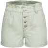 ONLY Damen Paperbag Shorts Knopfleiste 5-Pockets Sury Spray Grün -Luftig Und Leicht 21052312