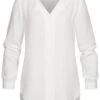 VILA Damen NOOS Leichte V-Neck Langarm Bluse Vokuhila Snow Weiss -Luftig Und Leicht 21052720