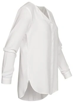 VILA Damen NOOS Leichte V-Neck Langarm Bluse Vokuhila Snow Weiss -Luftig Und Leicht 21052720 1