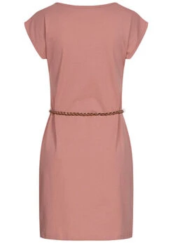 Seventyseven Lifestyle Damen Mini T-Shirt Kleid Inkl. Bindegürtel Old Rose -Luftig Und Leicht 21054071 2