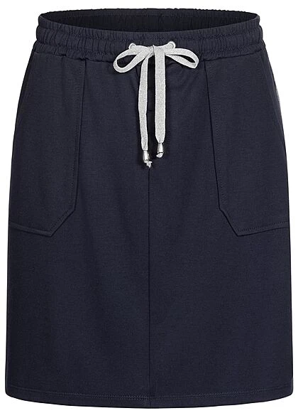 Zabaione Damen Mini Sweat Rock Mit Glitzer Streifen 2-Pockets Navy Blau Silber 3 Zabaione Damen Mini Sweat Rock Mit Glitzer Streifen 2-Pockets Navy Blau Silber