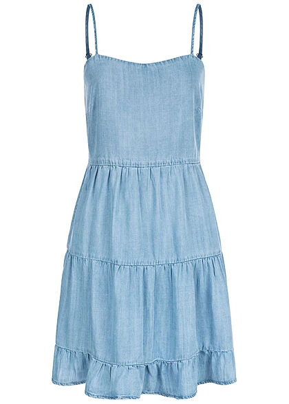 ONLY Damen Lyocell Denim Trägerkleid Stufenoptik Hell Blau 3 ONLY Damen Lyocell Denim Trägerkleid Stufenoptik Hell Blau