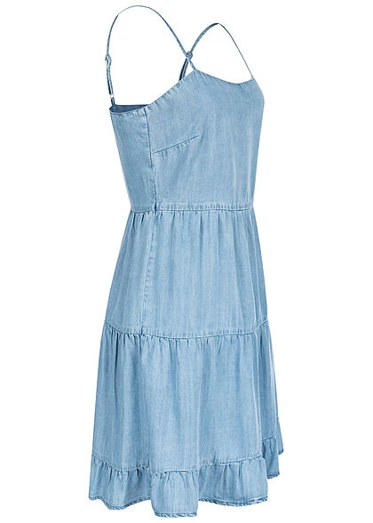 ONLY Damen Lyocell Denim Trägerkleid Stufenoptik Hell Blau 4 ONLY Damen Lyocell Denim Trägerkleid Stufenoptik Hell Blau – Bild 2