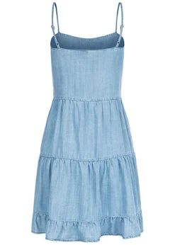 ONLY Damen Lyocell Denim Trägerkleid Stufenoptik Hell Blau 7 ONLY Damen Lyocell Denim Trägerkleid Stufenoptik Hell Blau -Luftig Und Leicht 21062991 2