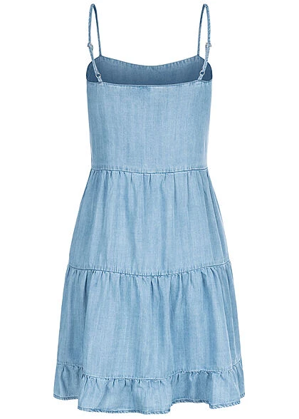 ONLY Damen Lyocell Denim Trägerkleid Stufenoptik Hell Blau 5 ONLY Damen Lyocell Denim Trägerkleid Stufenoptik Hell Blau – Bild 3