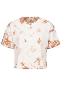 ONLY Damen Cropped T-Shirt Tie Dye Farbverlauf Print Cloud Dancer Weiss Apple Butter