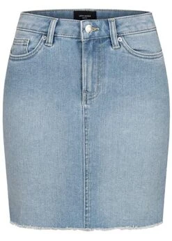 Vero Moda Damen NOOS Mini Jeans Rock Offener Saum 5-Pockets Hell Blau Denim