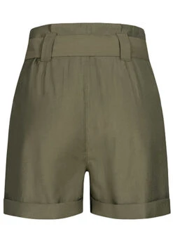 Seventyseven Lifestyle Damen High-Waist Paperbag Shorts Mit Bindegürtel Olive Grün -Luftig Und Leicht 21068245 2