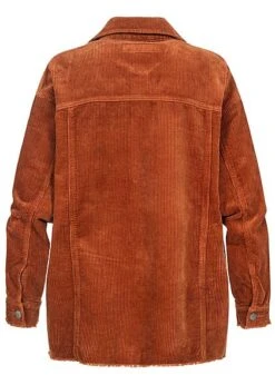 ONLY Damen NOOS Oversized Cord Shacket 4-Pockets Fransen Am Saum Ginger Braun -Luftig Und Leicht 21073307 2