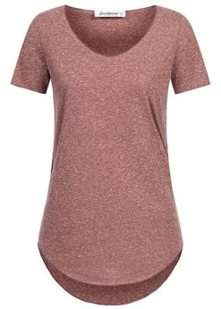 Seventyseven Lifestyle Damen Nappy Yarn T-Shirt Vokuhila Apple Butter Rot