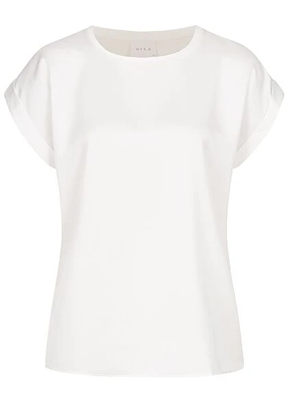 VILA Damen NOOS Satin Blusen Shirt Mit Flügelärmeln Materialmix Snow Weiss 3 VILA Damen NOOS Satin Blusen Shirt Mit Flügelärmeln Materialmix Snow Weiss