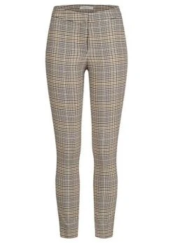 Hailys Damen Leggings Enge Stoffhose Mit Karomuster Mid-Waist Grau Beige