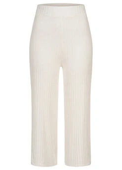 Hailys Damen 3/4 Hose Elastischer Bund Ripp Optik Off Weiss