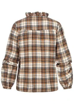 Seventyseven Lifestyle Damen Leichte V-Neck Bluse Karo Muster Rüschen Orange Beige 8 Seventyseven Lifestyle Damen Leichte V-Neck Bluse Karo Muster Rüschen Orange Beige -Luftig Und Leicht 21099003 2