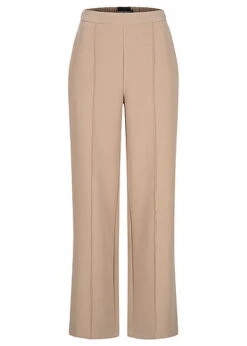 Pieces Damen NOOS Weite High-Waist Stoffhose Mit Elastischem Bund Beige