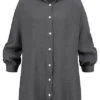 Styleboom Fashion Damen Bluse Hemd Oversized Knopfleiste Dunkel Grau