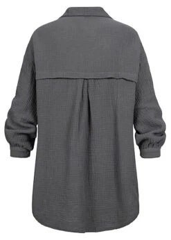 Styleboom Fashion Damen Bluse Hemd Oversized Knopfleiste Dunkel Grau 7 Styleboom Fashion Damen Bluse Hemd Oversized Knopfleiste Dunkel Grau -Luftig Und Leicht 21106720 2