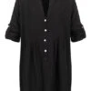 Styleboom Fashion Damen Oversized Blusenkleid Mit Turn-Up Sleeves Schwarz -Luftig Und Leicht 21106731