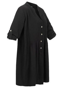 Styleboom Fashion Damen Oversized Blusenkleid Mit Turn-Up Sleeves Schwarz 8 Styleboom Fashion Damen Oversized Blusenkleid Mit Turn-Up Sleeves Schwarz -Luftig Und Leicht 21106731 2