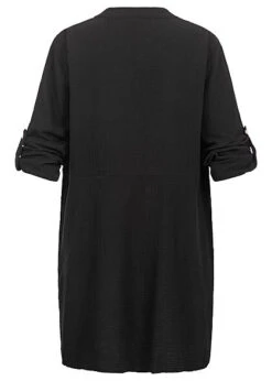 Styleboom Fashion Damen Oversized Blusenkleid Mit Turn-Up Sleeves Schwarz 9 Styleboom Fashion Damen Oversized Blusenkleid Mit Turn-Up Sleeves Schwarz -Luftig Und Leicht 21106731 3
