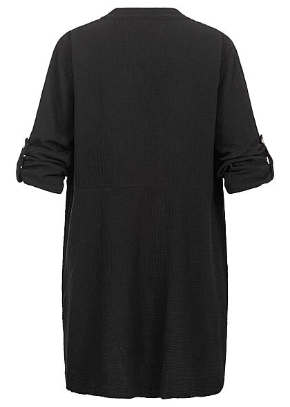 Styleboom Fashion Damen Oversized Blusenkleid Mit Turn-Up Sleeves Schwarz 6 Styleboom Fashion Damen Oversized Blusenkleid Mit Turn-Up Sleeves Schwarz – Bild 4