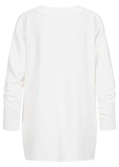 Styleboom Fashion Damen Bluse Longsleeve Knotendetail Vorne Weiss 5 Styleboom Fashion Damen Bluse Longsleeve Knotendetail Vorne Weiss – Bild 3