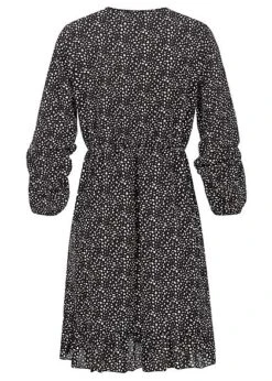Styleboom Fashion Damen Longsleeve Dress Print Gepunktet Schwarz Weiss 7 Styleboom Fashion Damen Longsleeve Dress Print Gepunktet Schwarz Weiss -Luftig Und Leicht 21106814 2