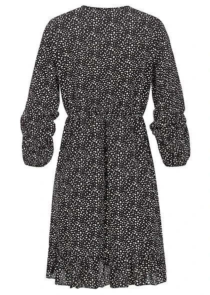Styleboom Fashion Damen Longsleeve Dress Print Gepunktet Schwarz Weiss 5 Styleboom Fashion Damen Longsleeve Dress Print Gepunktet Schwarz Weiss – Bild 3