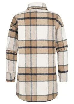 Styleboom Fashion Damen Hemd Mit Knopfleiste 2 Brusttaschen Kariert Beige -Luftig Und Leicht 21106836 2