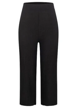 Hailys Damen 3/4 Hose Elastischer Bund Ripp Optik Schwarz