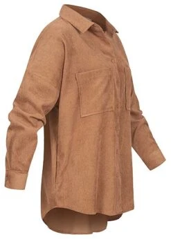 Hailys Damen Bluse Mit Brusttaschen Und Knopfleiste High Low Saumen Camel Braun -Luftig Und Leicht 21109116 2