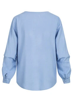 JACQUELINE DE YONG JDY By ONLY Damen NOOS V-Neck Langarm Viskose Bluse Vokuhila Della Robbia Blau -Luftig Und Leicht 21110209 2