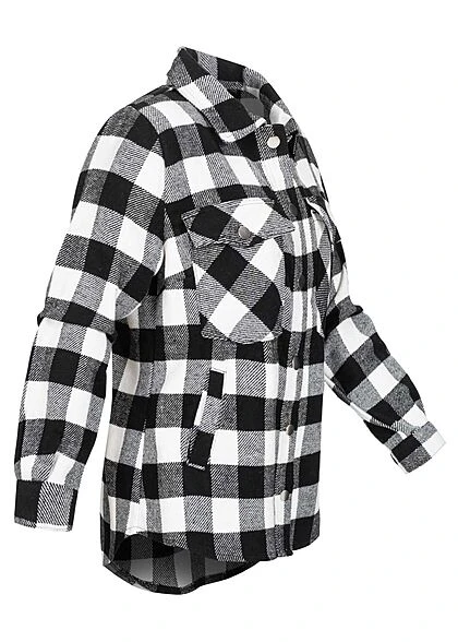 Seventyseven Lifestyle Damen Shaket Hemd 4-Pockets Karo Muster Druckknöpfe Schwarz 4 Seventyseven Lifestyle Damen Shaket Hemd 4-Pockets Karo Muster Druckknöpfe Schwarz – Bild 2