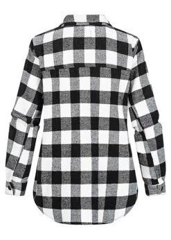 Seventyseven Lifestyle Damen Shaket Hemd 4-Pockets Karo Muster Druckknöpfe Schwarz 7 Seventyseven Lifestyle Damen Shaket Hemd 4-Pockets Karo Muster Druckknöpfe Schwarz -Luftig Und Leicht 21110416 2