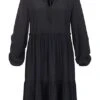 VILA Damen NOOS Oversized Viskose V-Neck Pufferkleid Schwarz