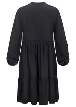 VILA Damen NOOS Oversized Viskose V-Neck Pufferkleid Schwarz -Luftig Und Leicht 21110428 2