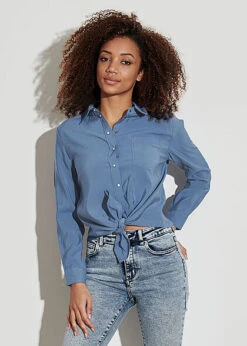 ONLY Damen Klassische Viskose Bluse Mit Bindedetail Vorne Moonlight Blau 7 ONLY Damen Klassische Viskose Bluse Mit Bindedetail Vorne Moonlight Blau -Luftig Und Leicht 21110445 2