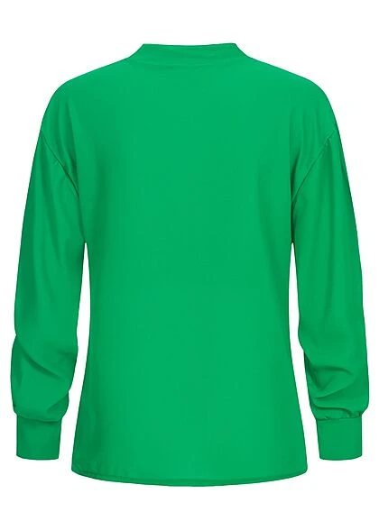 Styleboom Fashion Damen V-Neck Chiffon Bluse Mit Plisseefalte Vorne Grün 4 Styleboom Fashion Damen V-Neck Chiffon Bluse Mit Plisseefalte Vorne Grün – Bild 2
