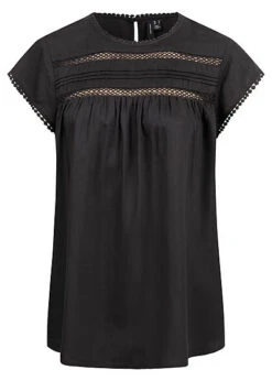 Vero Moda Damen NOOS Blusen Shirt Nietendetails Schwarz