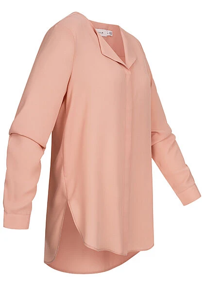 VILA Damen NOOS Leichte V-Neck Langarm Bluse Vokuhila Misty Rosa 3 VILA Damen NOOS Leichte V-Neck Langarm Bluse Vokuhila Misty Rosa – Bild 2