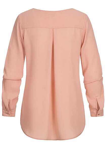 VILA Damen NOOS Leichte V-Neck Langarm Bluse Vokuhila Misty Rosa 4 VILA Damen NOOS Leichte V-Neck Langarm Bluse Vokuhila Misty Rosa – Bild 3