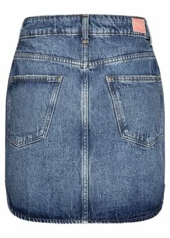 ONLY Damen High-Waist Denim Rock 5-Pockets Runder Schnitt Medium Blau Denim -Luftig Und Leicht 22010334 2