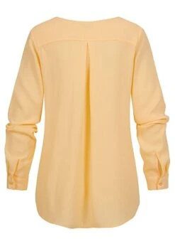 VILA Damen NOOS Leichte V-Neck Langarm Bluse Vokuhila Golden Haze Gelb -Luftig Und Leicht 22010383 2