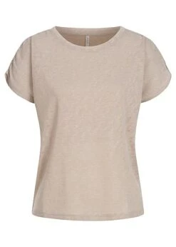 ONLY Damen NOOS T-Shirt In Strickoptik Mit Lockerer Passform Silver Lining Beige