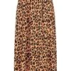 VILA Damen NOOS Viskose Rock Mit Gummibund Leo Print Braun -Luftig Und Leicht 22020099