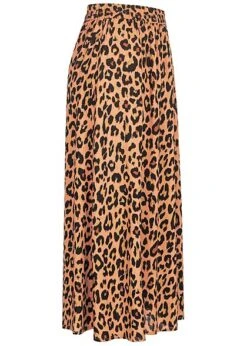 VILA Damen NOOS Viskose Rock Mit Gummibund Leo Print Braun -Luftig Und Leicht 22020099 1