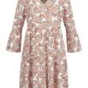 JACQUELINE DE YONG JDY By ONLY Damen 7/8 Arm Viskose V-Neck Kleid Paisley Print Cloud Dancer Weiss Mc